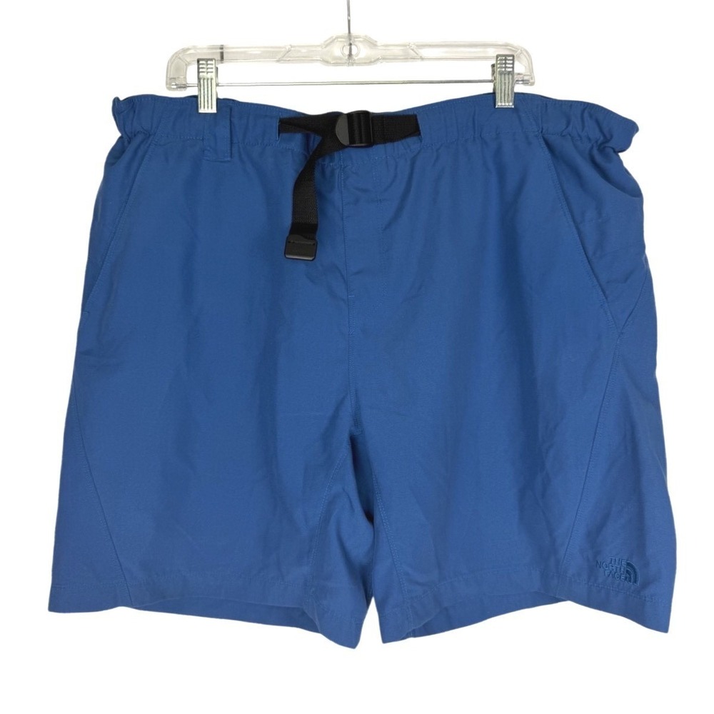 The North Face Belted Hiking Trail Shorts Blue Size Large 8" Inseam Quick Dry